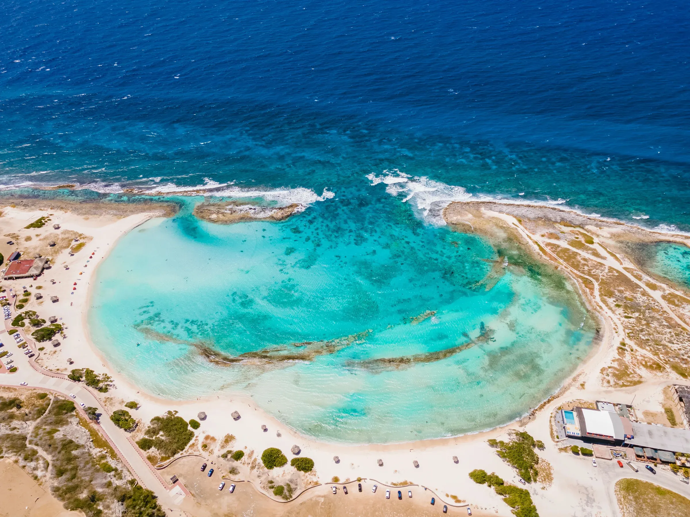 Aerial view of Baby Beach lagoon